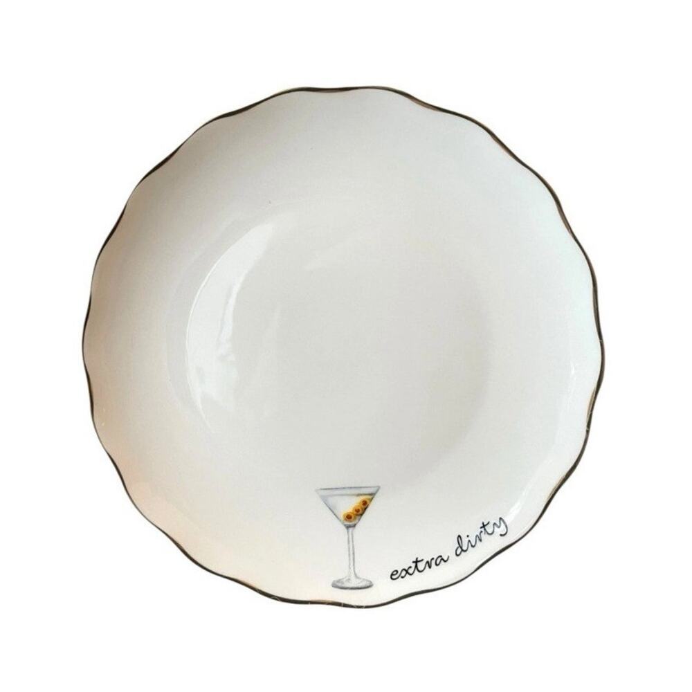 Godinger Appetizer Plates 6in Ceramic Set of 4 EXTRA DIRTY White NEW